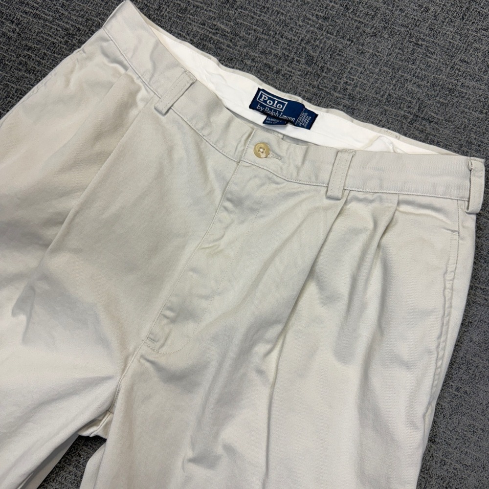 Polo Ralph Lauren Hammond Panst Mens 34x32 (32x25) Khaki Pleated Trousers VTG